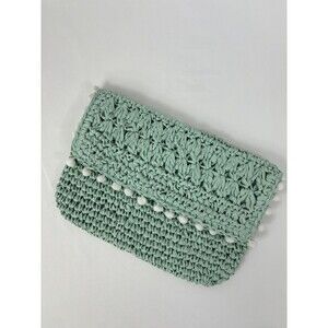 Shiraleah Linda Straw Clutch Bag Seafoam Green NWOT Vacation